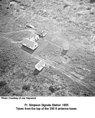 Aerial view of Sigs Stn. Ft. Simpson 1955