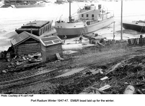 EM&R boat at Port Radium hauled out for winter.