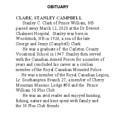 Obituary Stan Clark